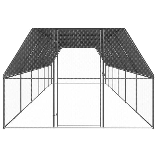 vidaXL Hönsbur för utomhusbruk 3x12x2 m galvaniserat stål Silver