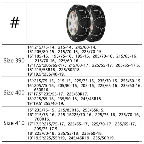 vidaXL Snökedjor till bil 2-pack 16 mm SUV 4x4 storlek 390 Silver