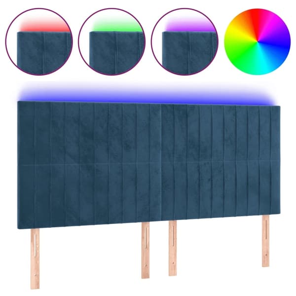 vidaXL Sänggavel LED mörkblå 180x5x118/128 cm sammet Blå