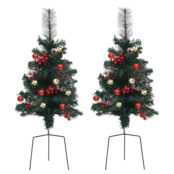 vidaXL Konstgjorda julgranar 2 st 76 cm PVC Grön