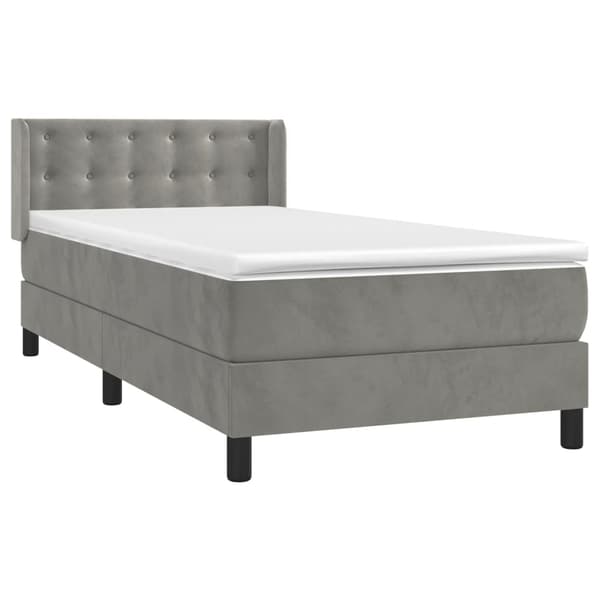 vidaXL Ramsäng med madrass ljusgrå 100x200 cm sammet Grå