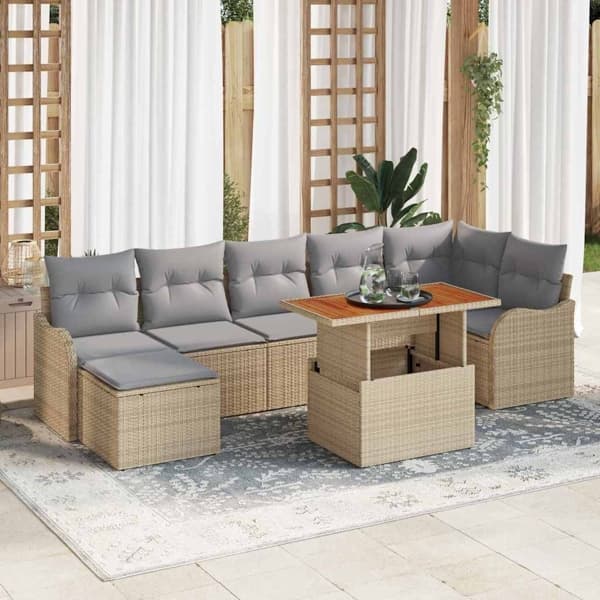 vidaXL Trädgårdsoffset 8 st beige och ljusgrå Beige