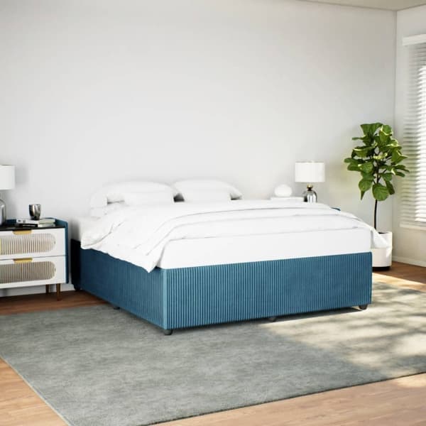 vidaXL Sängram blå 200x200 cm sammet Blå