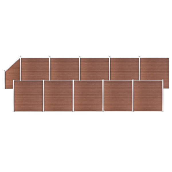 vidaXL WPC-staketpanel 10 fyrkantig + 1 vinklad 1830x186 cm brun Brun