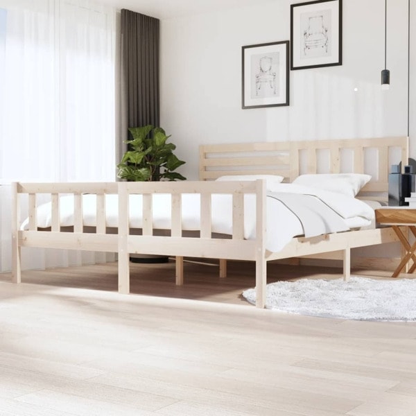 vidaXL Sängram massivt trä 200x200 cm Brun