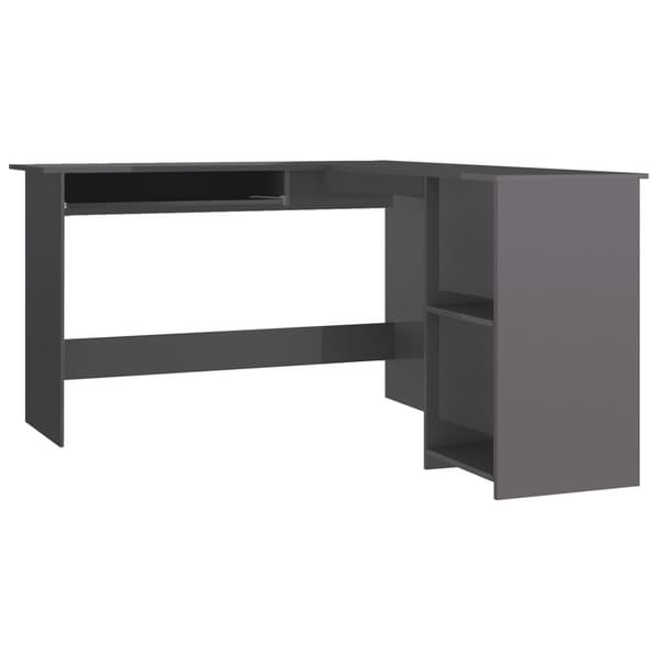 vidaXL Skrivbord L-format grå högglans 120x140x75 cm konstruerat trä grå