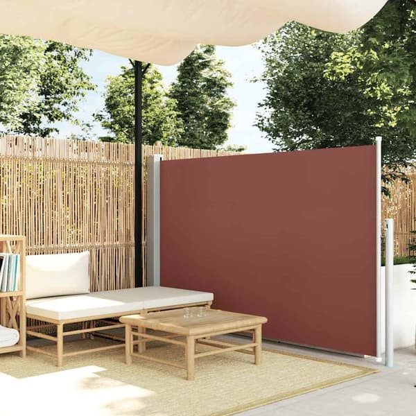vidaXL Infällbar sidomarkis 140x500 cm brun grå