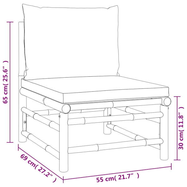 vidaXL Loungegrupp 4 delar taupe dynor bambu Brun