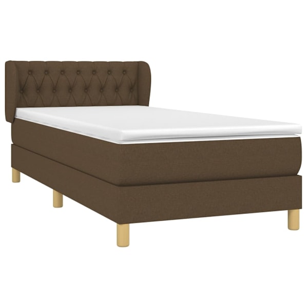 vidaXL Ramsäng med madrass mörkbrun 90x190 cm tyg Brun