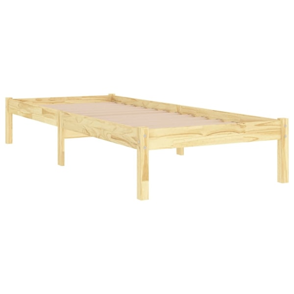 vidaXL Sängram massiv furu 100x200 cm Brun