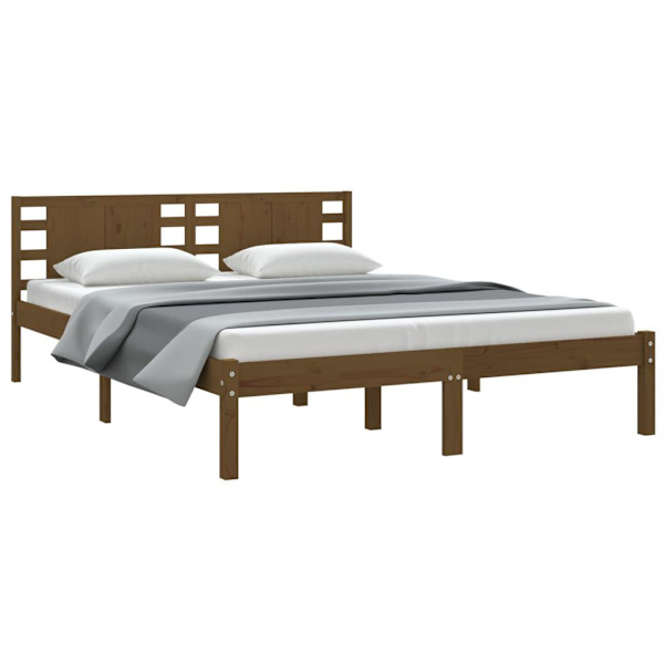 vidaXL Sängram honungsbrun massiv furu 120x200 cm Brun