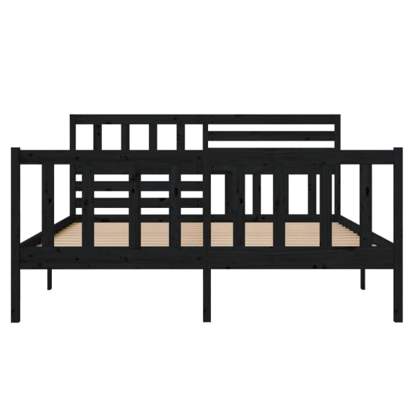 vidaXL Sängram massiv furu 120x190 cm svart Svart