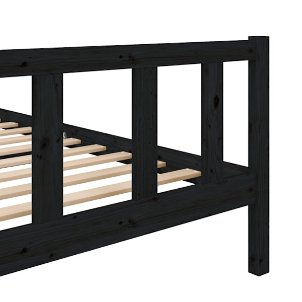 vidaXL Sängram massiv furu 135x190 cm svart Svart