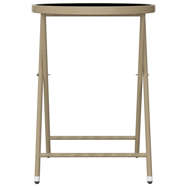vidaXL Caféset 3 delar konstrotting och härdat glas beige Beige
