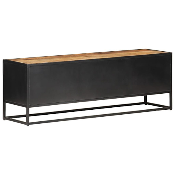 vidaXL TV-bänk 120x30x40 cm massivt grovt mangoträ och naturlig rotting Brun