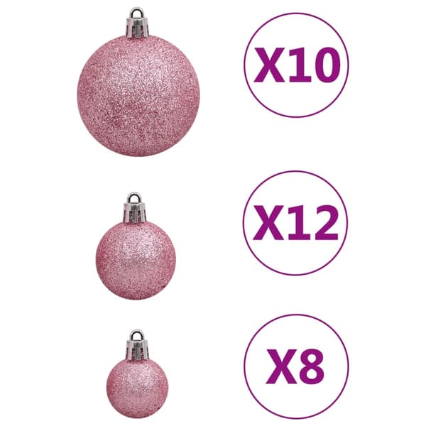 vidaXL Julgranskulor 111 delar rosa polystyren Rosa