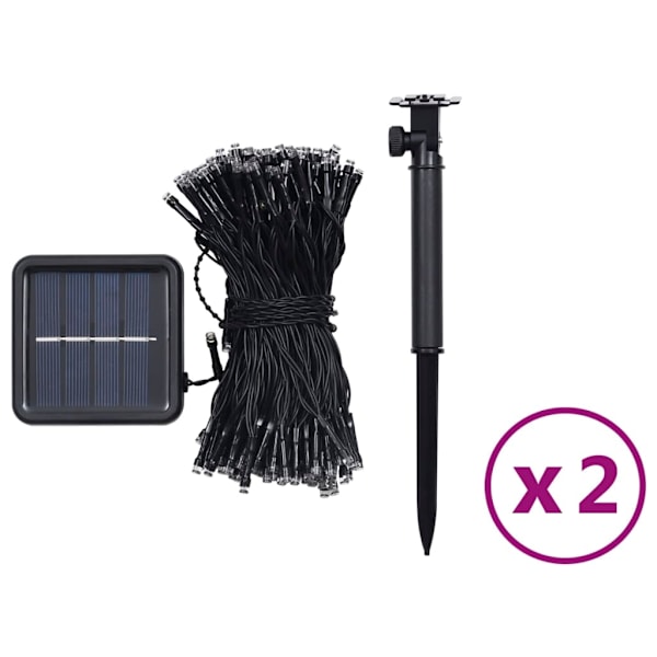 vidaXL Soldriven ljusslinga 2 st 2x200 lysdioder flerfärgad inne/ute multifärg
