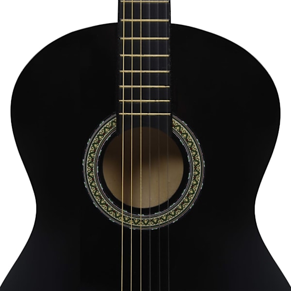 vidaXL Gitarr för nybörjare klassisk svart 4/4 39" amerikansk lind Svart