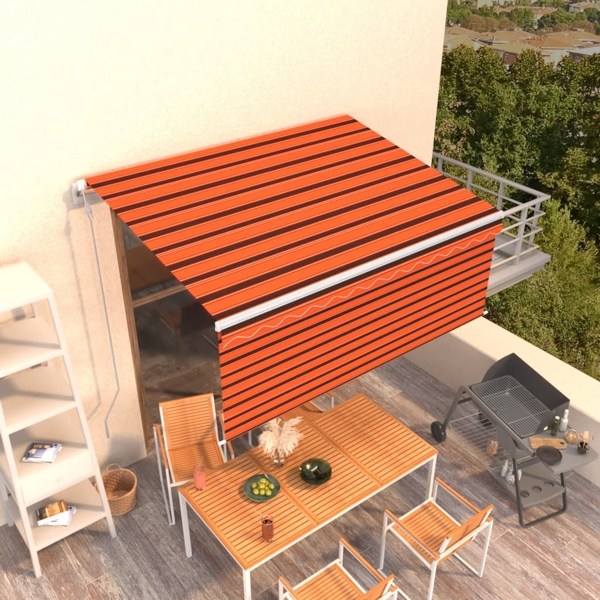 vidaXL Automatisk infällbar markis rullgardin 3,5x2,5m orange och brun Orange