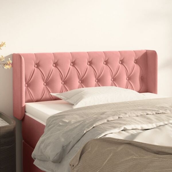 vidaXL Sänggavel med kanter rosa 103x16x78/88 cm sammet Rosa