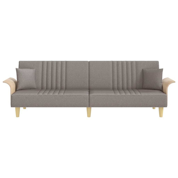 vidaXL Bäddsoffa med armstöd taupe tyg Taupe