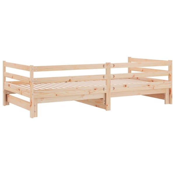 vidaXL Utdragbar dagbädd 2x(90x190) cm massiv furu Brun