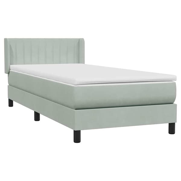 vidaXL Ramsäng med madrass ljusgrå 90x210 cm sammet Grå