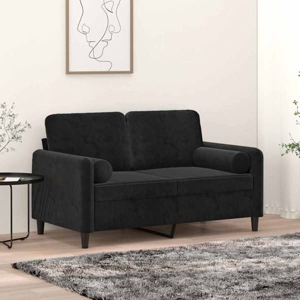 vidaXL Prydnadskuddar 2 st svart Ø15x50 cm sammet art