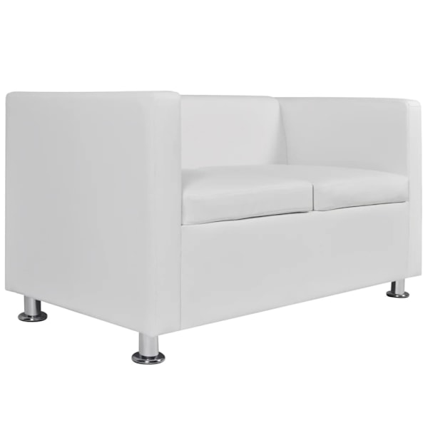 vidaXL Soffa i vit konstläder 2-sitsig Vit