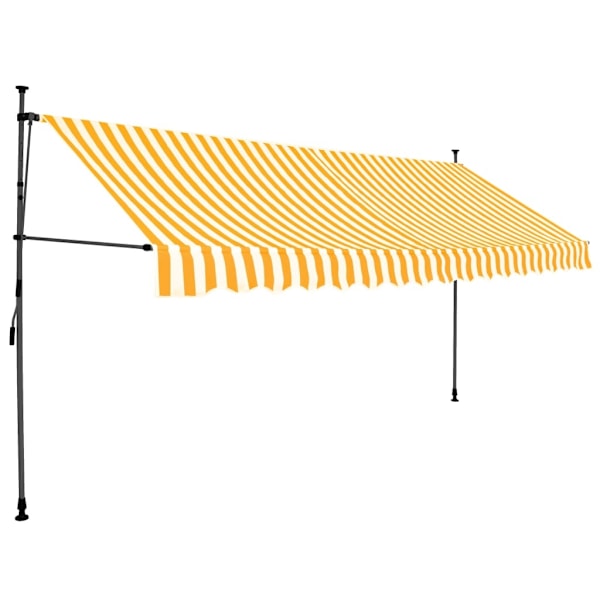 vidaXL Markis manuellt infällbar med LED 400 cm vit och orange multifärg