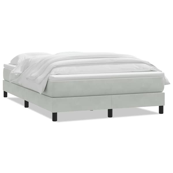 vidaXL Ramsäng med madrass ljusgrå 160x210 cm sammet Grå