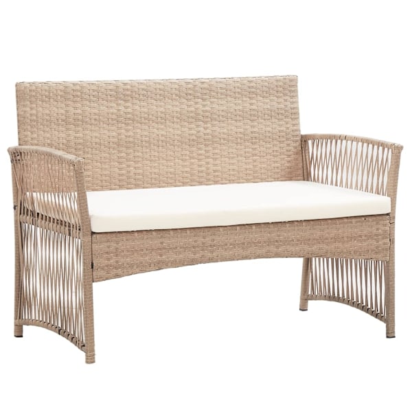 vidaXL Loungeset för trädgården med dynor 4 delar konstrotting beige Beige