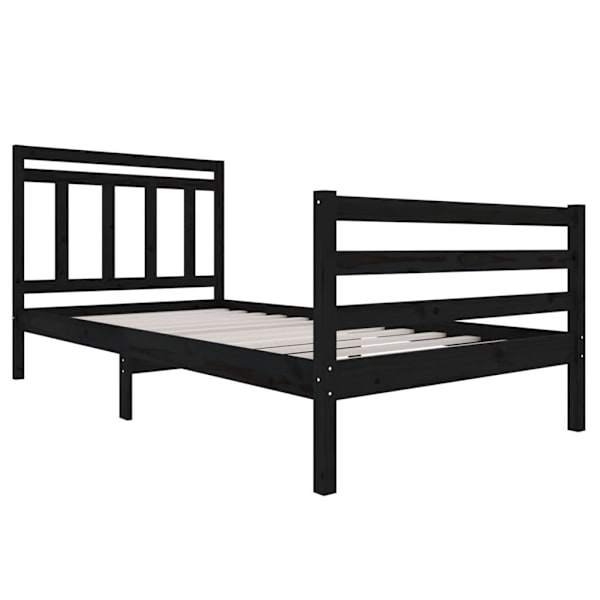 vidaXL Sängram svart massivt trä 100x200 cm enkelsäng Svart