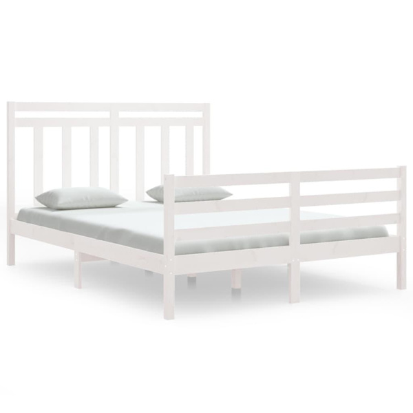vidaXL Sängram vit massivt trä 150x200 cm Vit