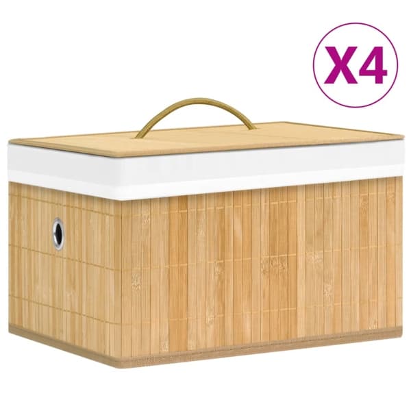 vidaXL Förvaringslådor bambu 4 st Brun