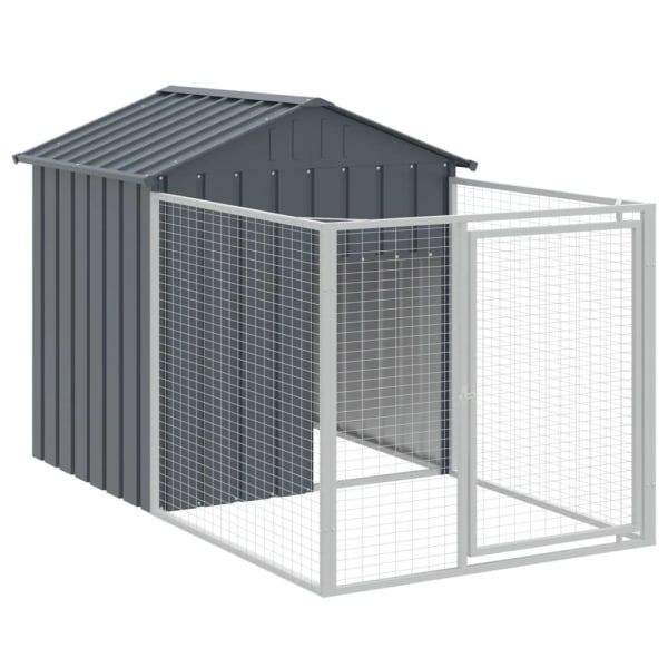vidaXL Hundkoja med tak antracit 117x405x123 cm galvaniserat stål Antracit