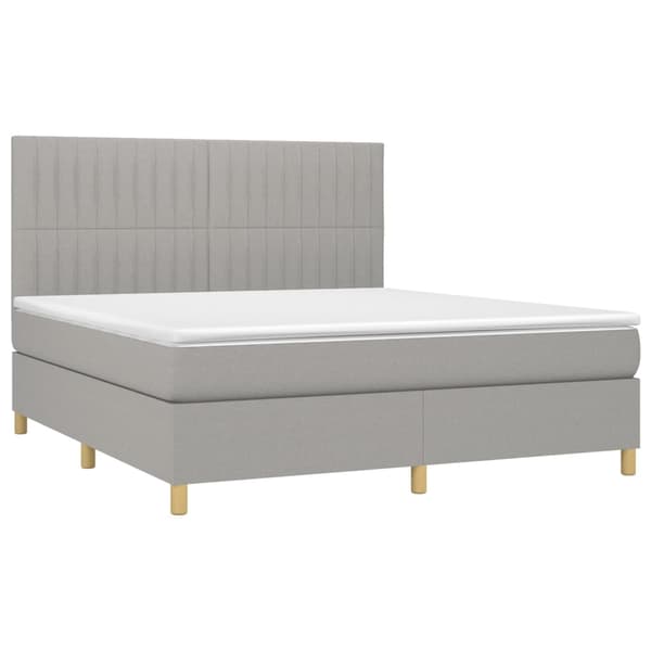 vidaXL Ramsäng med madrass ljusgrå 160x200 cm tyg Grå