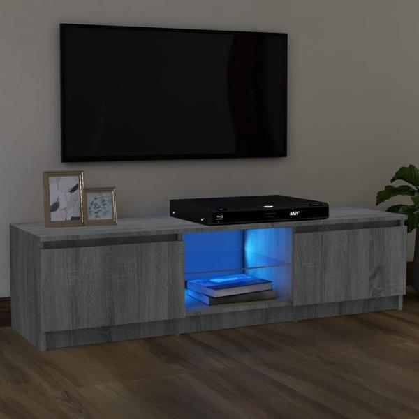 vidaXL TV-bänk med LED-belysning grå sonoma 120x30x35,5 cm Grå