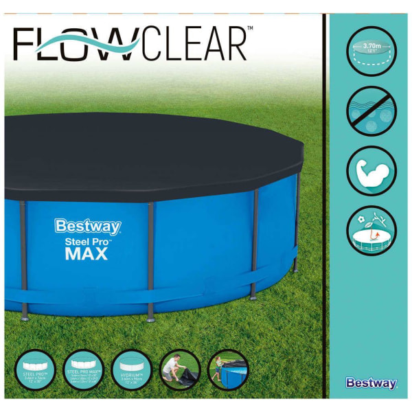 Bestway Poolöverdrag Flowclear 366 cm Antracit