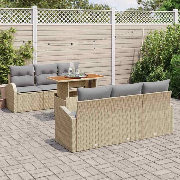vidaXL Trädgårdsoffset 7 st beige och ljusgrå Beige
