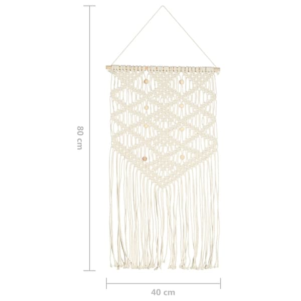 vidaXL Väggbonad makramé 40x80 cm bomull Creme