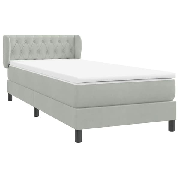 vidaXL Ramsäng med madrass ljusgrå 80x220 cm sammet Grå