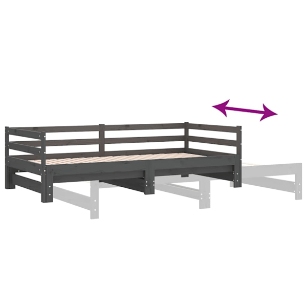 vidaXL Dagbädd utdragbar grå massiv furu 2x(90x200) cm grå