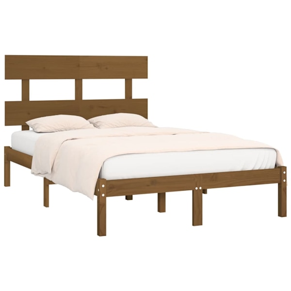 vidaXL Sängram honungsbrun massivt trä 120x190 cm Brun