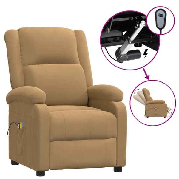 vidaXL Elektrisk massagefåtölj brun sammet Brun