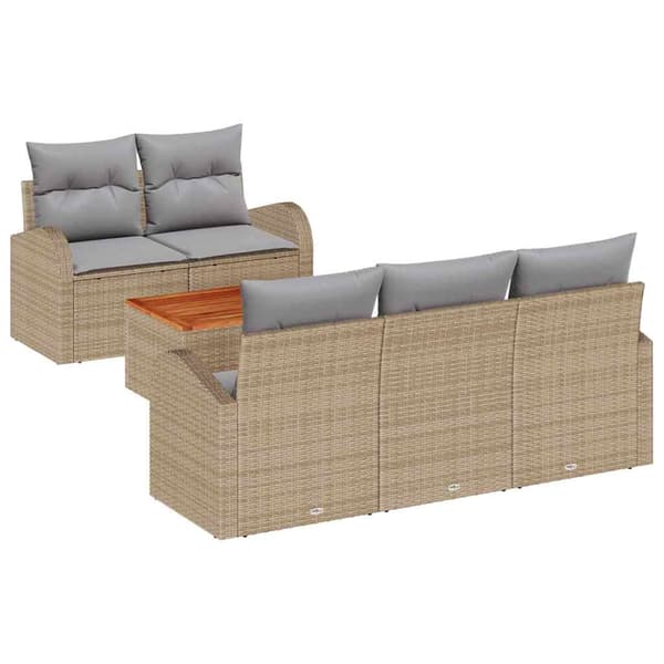 vidaXL Trädgårdsoffset 6 st Beige konstrotting Beige