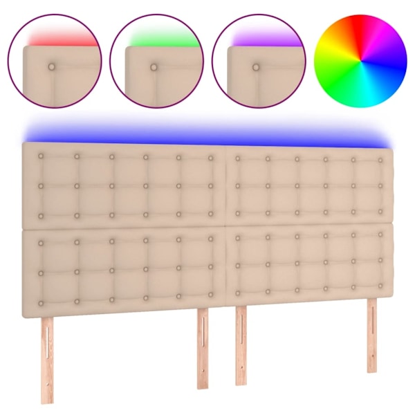 vidaXL Sänggavel LED cappuccino 200x5x118/128 cm konstläder Brun