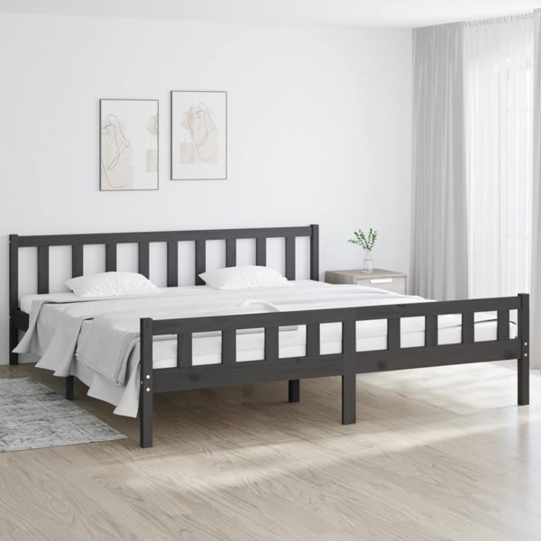 vidaXL Sängram grå massiv furu 200x200 cm Grå
