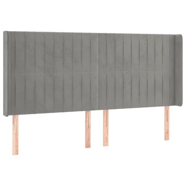 vidaXL Ramsäng med madrass & LED ljusgrå 180x200 cm sammet Grå