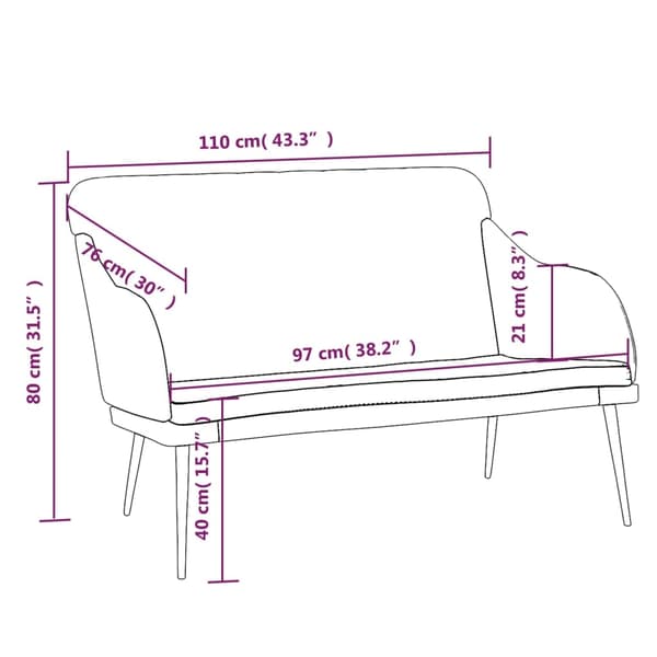 vidaXL Bänk gräddvit 110x76x80 cm sammet Kräm